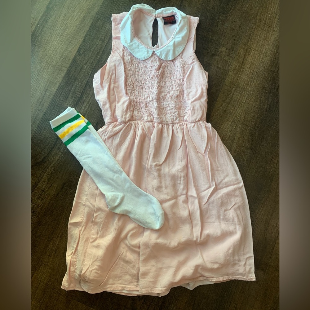 Stranger Things Eleven Cosplay Collared Pink Dress